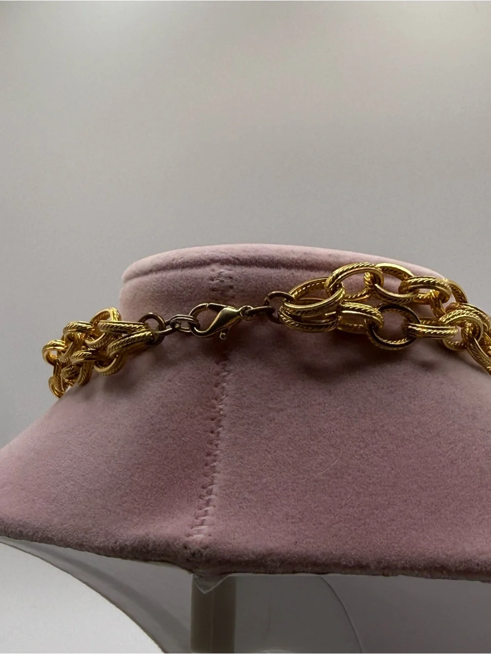Double layered Gold Chain Necklace with Pink and Red Faceted Beads